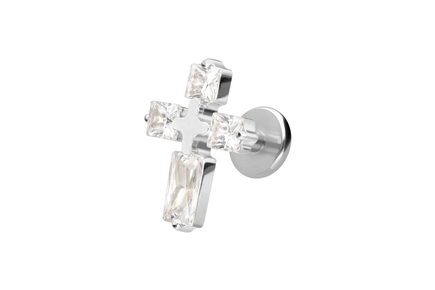 Titan Labret Piercing mit Innengewinde KRISTALLKREUZ